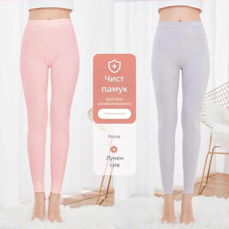 Дамски термални панталони от чист памук, антибактериални, топли, еднослойни, дебелина 201–250 g/m², памук 95–100%