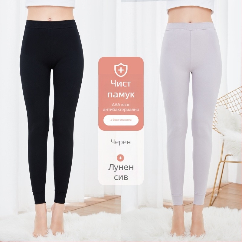 Дамски термални панталони от чист памук, антибактериални, топли, еднослойни, дебелина 201–250 g/m², памук 95–100%