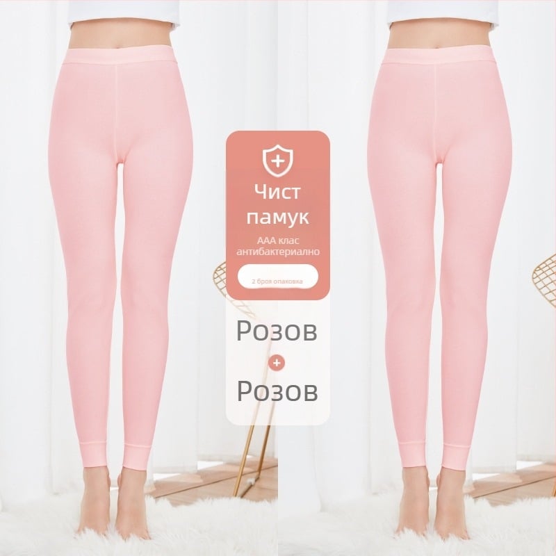 Дамски термални панталони от чист памук, антибактериални, топли, еднослойни, дебелина 201–250 g/m², памук 95–100%
