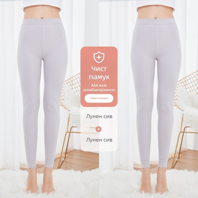 Дамски термални панталони от чист памук, антибактериални, топли, еднослойни, дебелина 201–250 g/m², памук 95–100%
