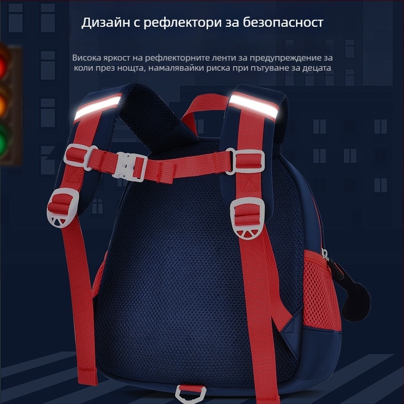 Olang детска раница с екскаватор, анимационен дизайн, дишаща водоустойчива полиестерна материя, ултра лека, антибактериална, извити презрамки