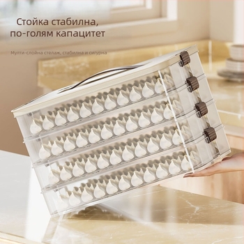 Кутия за съхранение на кнедли — хранителен клас, подходяща за замразяване, прозрачно с капак (Пластмаса; Хранителен клас; Подходяща за замразяване; Прозрачна; С капак)