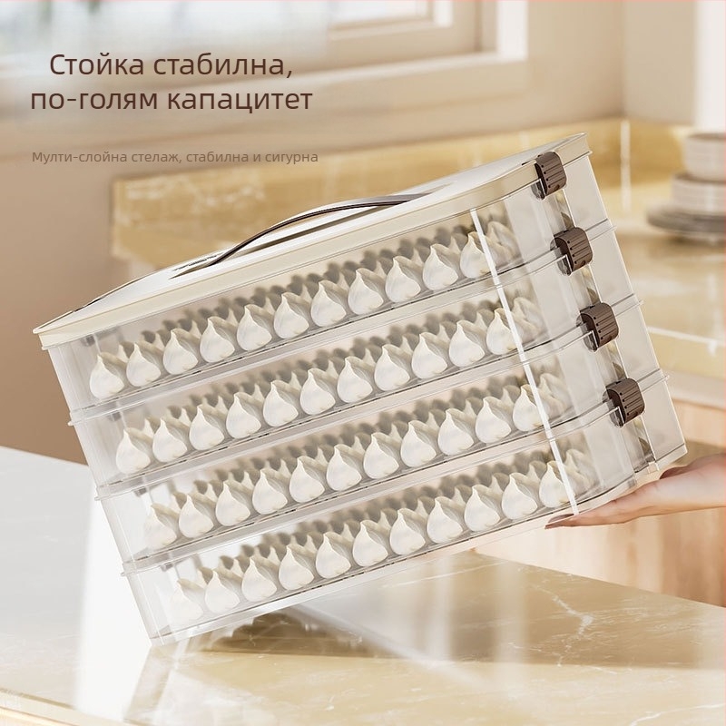 Кутия за съхранение на кнедли — хранителен клас, подходяща за замразяване, прозрачно с капак (Пластмаса; Хранителен клас; Подходяща за замразяване; Прозрачна; С капак)