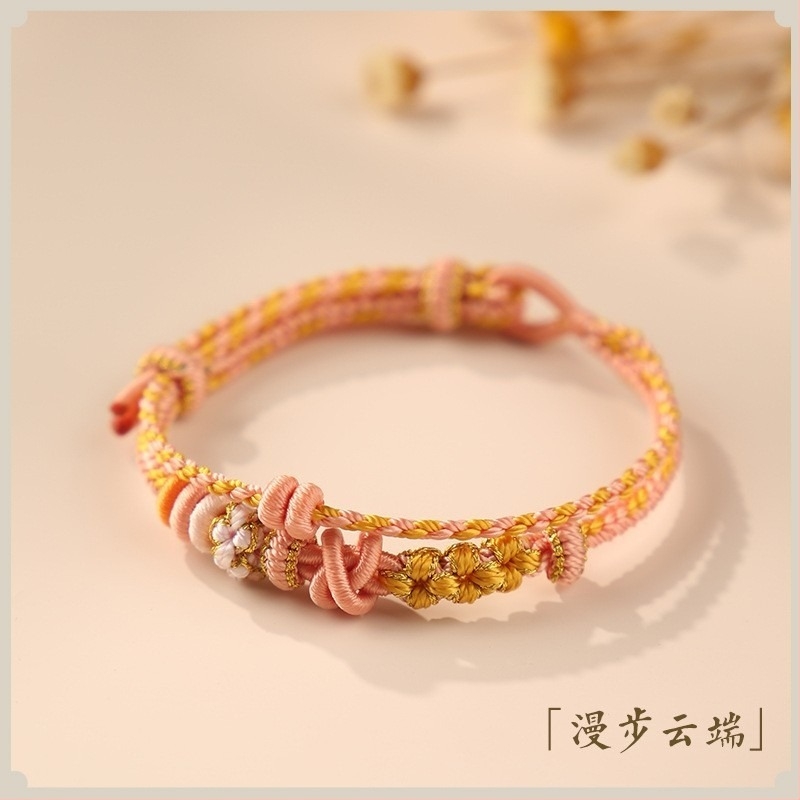 Гривна от въже — двойнослойна, ръчно плетена, етно стил, унисекс, пролет 2024, индивидуално опакована, подходяща за златни DIY аксесоари