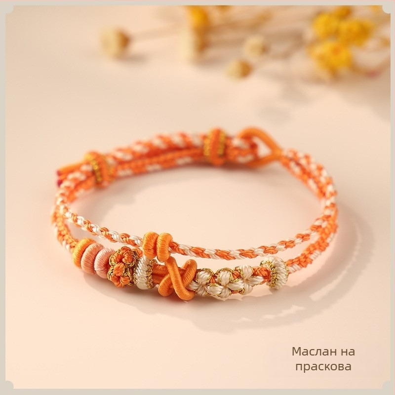 Гривна от въже — двойнослойна, ръчно плетена, етно стил, унисекс, пролет 2024, индивидуално опакована, подходяща за златни DIY аксесоари