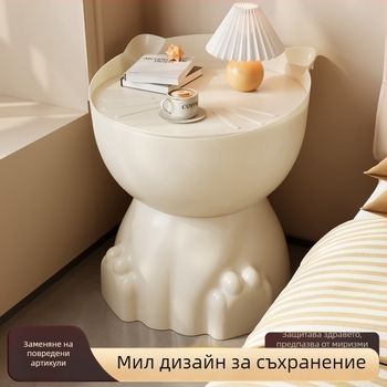 Нощно шкафче с котешка лапа, пластмасова повърхност, заоблени ръбове, отделение за съхранение, напълно сглобено