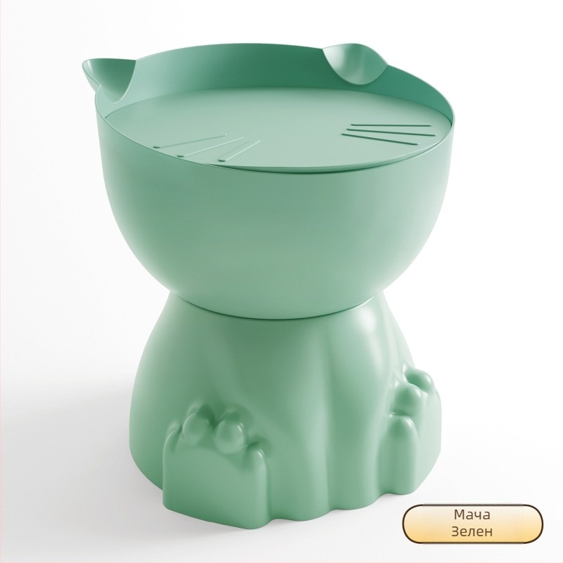 Нощно шкафче с котешка лапа, пластмасова повърхност, заоблени ръбове, отделение за съхранение, напълно сглобено