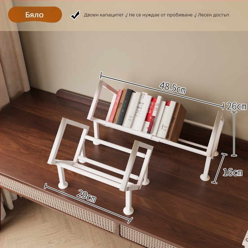 Десктоп рафт за книги с регулируема преграда, разделител в един ред, модел W760, метална изработка от желязо, прост и модерен стил