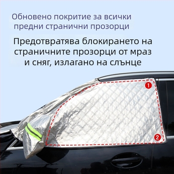 Снежен щит за предното стъкло на автомобил през зимата – удебелено алуминиево фолио; монтаж със щипки; подходящ за общи модели; предна част; прост стил