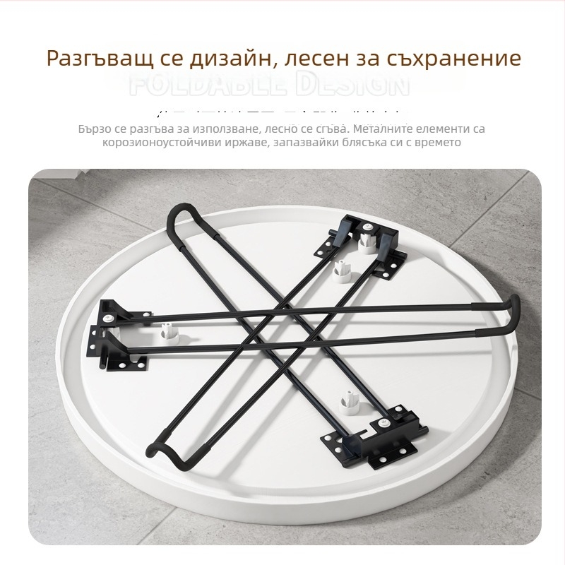 Сгъваема кръгла пластмасова странична маса с рамка от неръждаема стомана, персонализирана.
