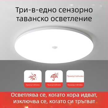Таванна светлина (LED, сензор за движение, 220V, обхват 10–15 м²)