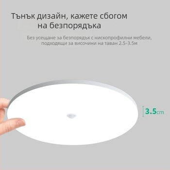 Таванна светлина (LED, сензор за движение, 220V, обхват 10–15 м²)