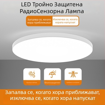 Светодиоден таванен сензорен светилник с гласово управление за коридор и стълбище – 220V, обхват 5-10 м², сензор за движение