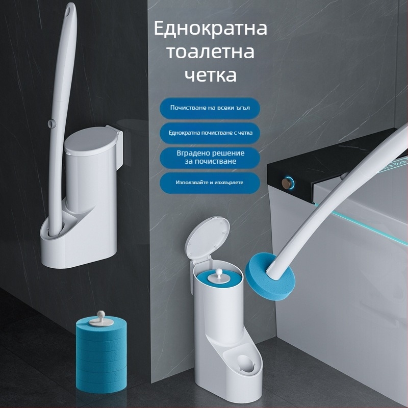 Одноразова четка за тоалетна с глава за смяна, стенен монтаж, подходяща за клек тоалетни, без мъртви ъгли (Бранд Wanben; Материал: пластмаса; Обработка по поръчка: Да; Печатано лого: Да; Частен етикет: Да)