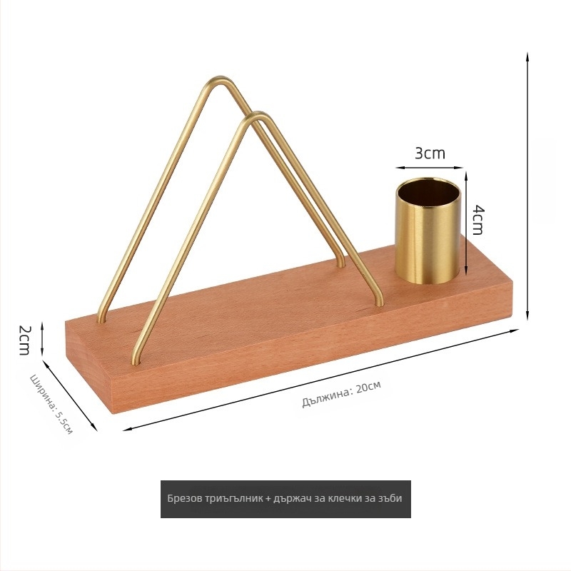 Дървен вертикален държач за салфетки, квадратен дизайн, електроплатирана повърхност, модерен стил минимализма, възможност за лицензиран частен етикет