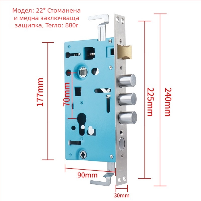 Корпус на заключващ механизъм за противоугонна врата; модел: 24x240 квадратен / 30x240 кръгъл; материал: неръждаемо желязо; тегло: 900 g; приложение: противоугонна входна врата; стил: модерен минимализъм