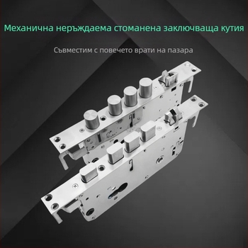Корпус на брава за врати - неръждаема стомана, цялостен стоманен, удебелен, универсален, тип дръжкова брава