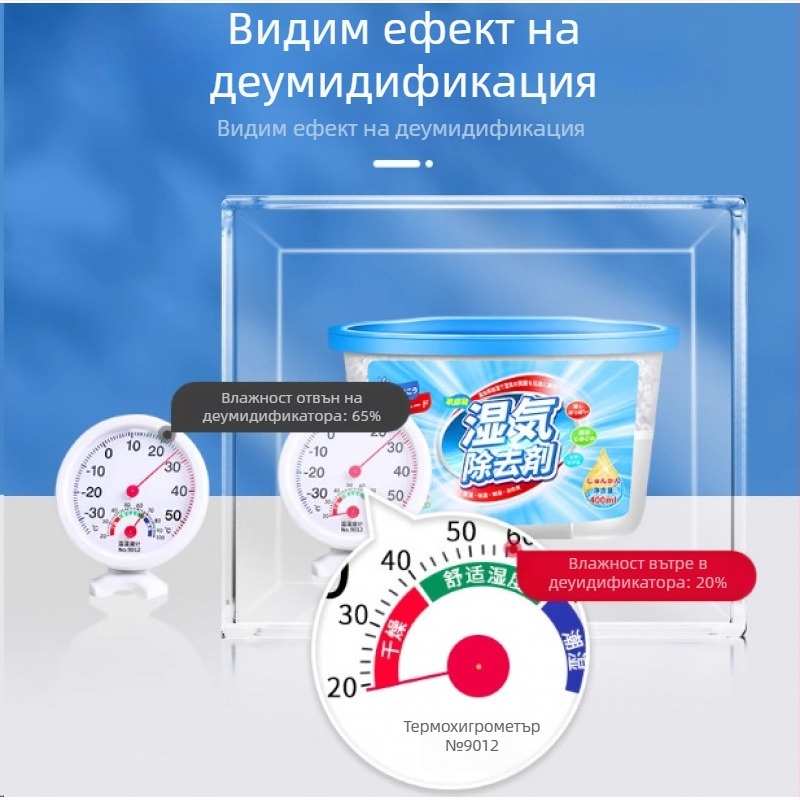 Домашен влагоуловител и абсорбент за вътрешна употреба — кутия за абсорбиране на влага и пакет абсорбент за гардероби и общежития