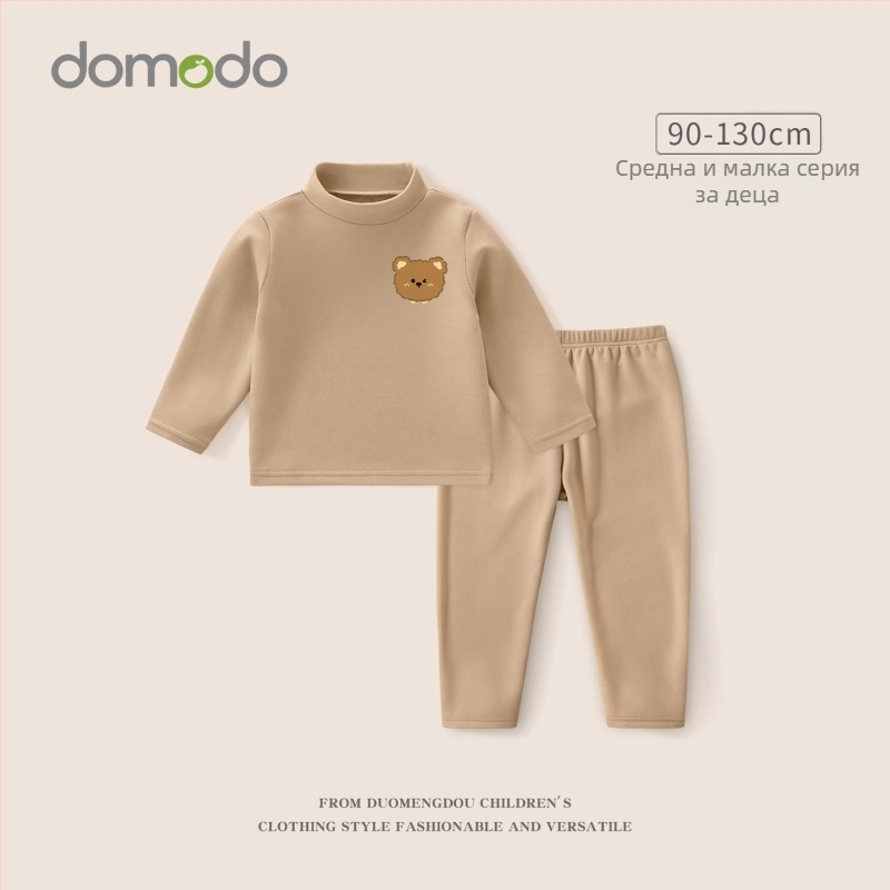 Момичета термален комплект долни дрехи за зима, удебелен базов слой, полиестер 92,5% Derong, кръгла яка