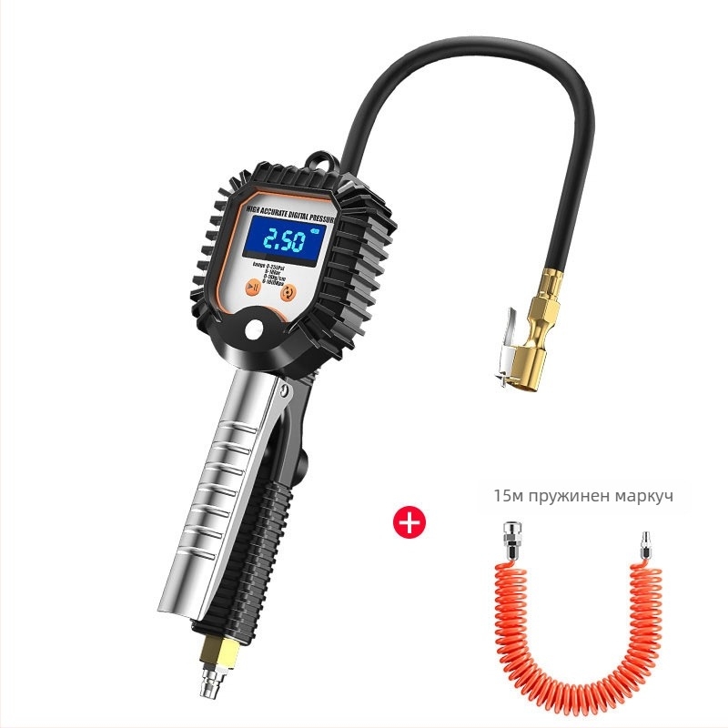 Електронен манометър за автомобилни гуми с дигитален дисплей, надуваем накрайник и изпускателен клапан, висока прецизност, преносим, модел YJ-XA001