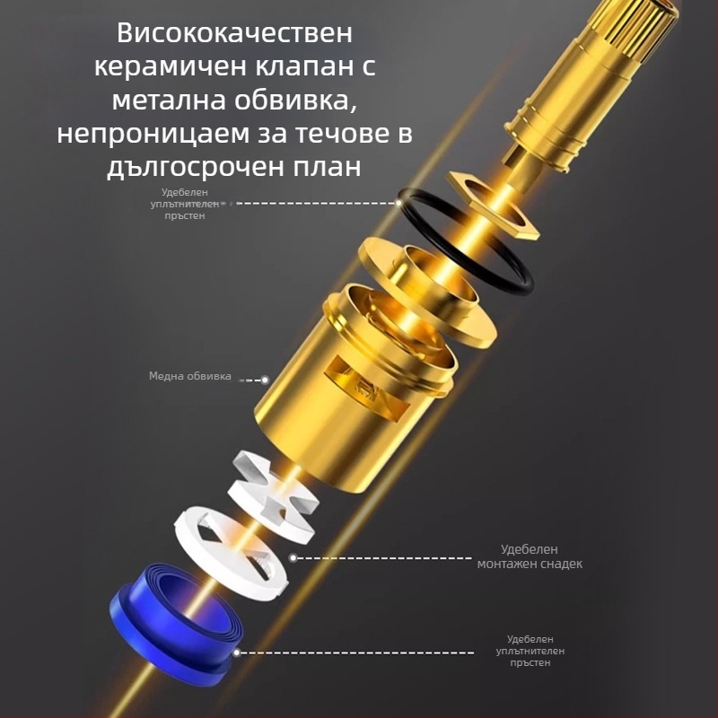 Черният кран за пералня с 4-точково свързване, 304 неръждаема стомана, стенен монтаж, едно студено подаване, бързо отваряне, керамичен дисков вентил