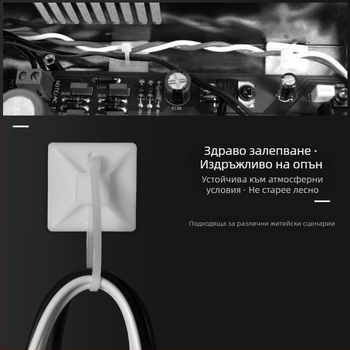 Changhong TM Самозалепваща позиционна пластина за държач на кабелни връзки, без пробиване, обхват 18-40