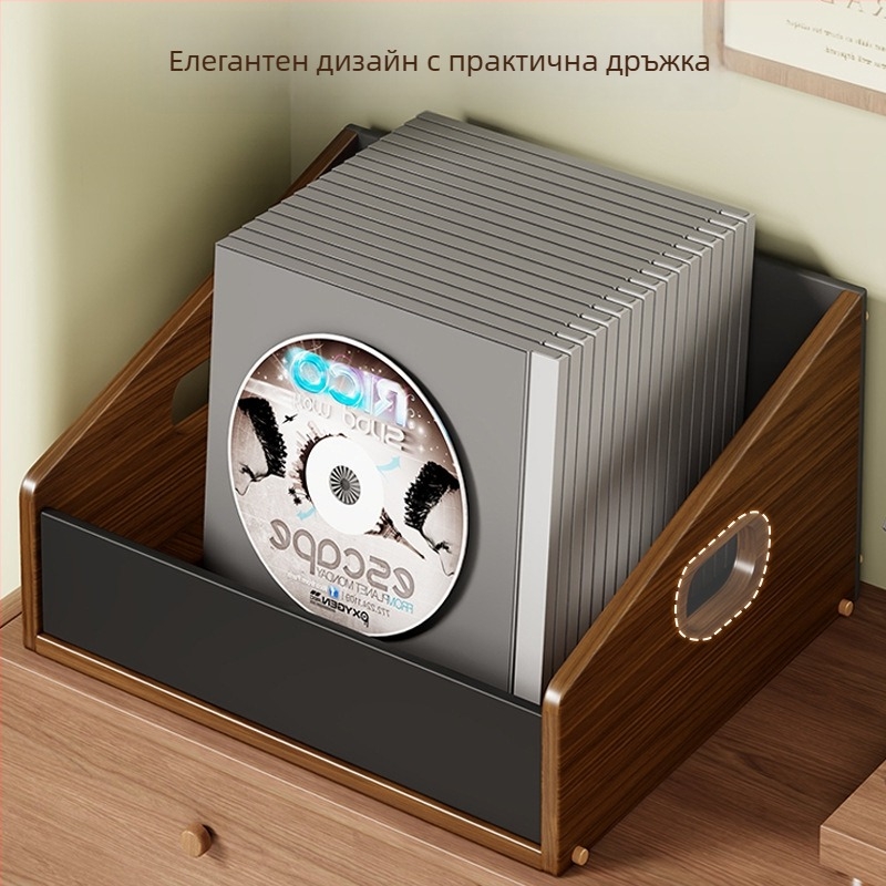 Стелаж за съхранение на винилови плочи, MDF + акрил, модерен стил, модел 2218083829504804096, многофункционален