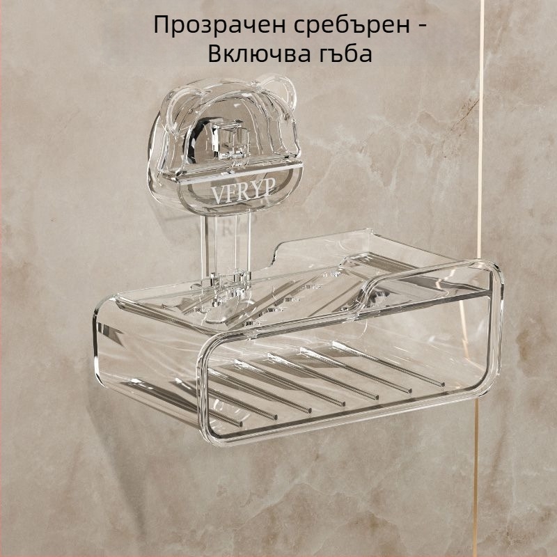 Стенен държач за сапун с вендузи, без пробиване, комплект от две части, пластмасова конструкция, CE сертификация, прост и модерен стил