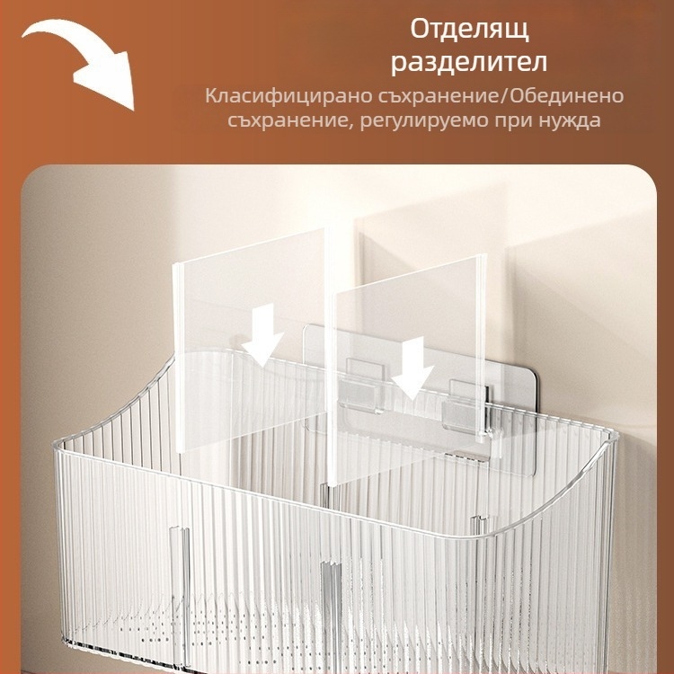 Стенно прозрачно кошче за съхранение на чесън, джинджър и лук – пластмасово, без пробиване, кухненски органайзер