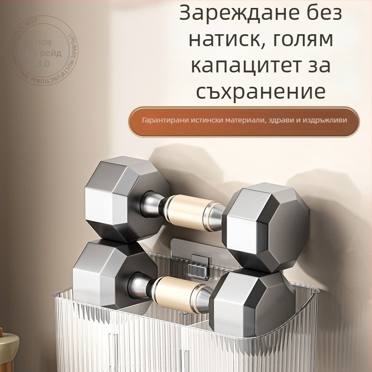 Стенно прозрачно кошче за съхранение на чесън, джинджър и лук – пластмасово, без пробиване, кухненски органайзер