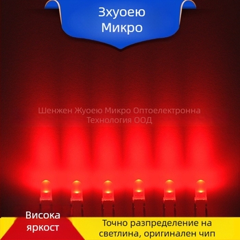 LED индикаторна капсула с директно включване, 20 mA, 1.8–2.2 V, 0.06 W, чип Sanan, 30° зрителен ъгъл