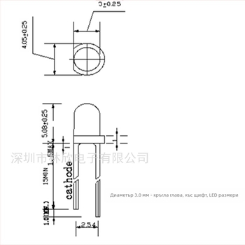 LED светодиодно зърно, оранжево, щепселно включване, кръгла глава 3.0 мм, 2.0 V, 20 mA, 600–610 nm, 30° лъчение, San'an чип
