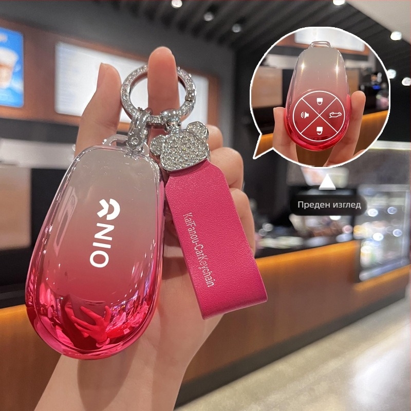 Калъф за ключ за NIO ET7/ET5/ES7/EC7 — TPU, градиентен стил на бутон, висок клас, съвместим с ES6/ES8/EC6
