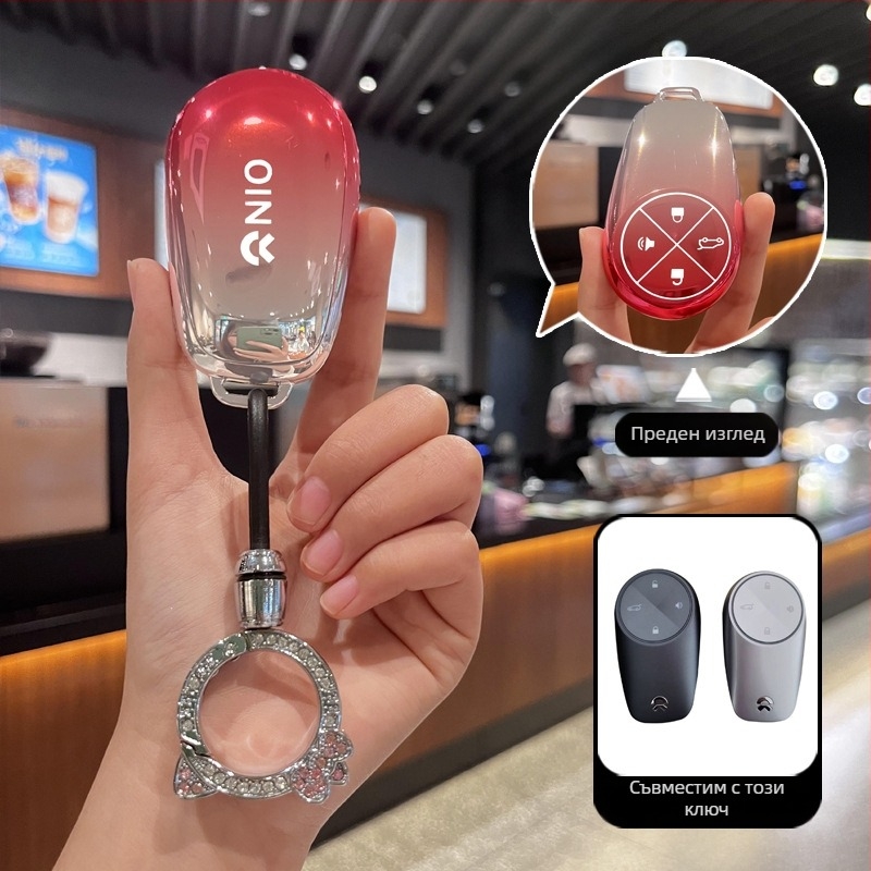 Калъф за ключ за NIO ET7/ET5/ES7/EC7 — TPU, градиентен стил на бутон, висок клас, съвместим с ES6/ES8/EC6