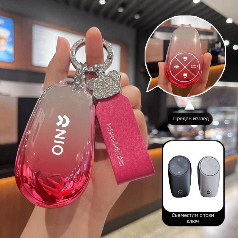 Калъф за ключ за NIO ET7/ET5/ES7/EC7 — TPU, градиентен стил на бутон, висок клас, съвместим с ES6/ES8/EC6