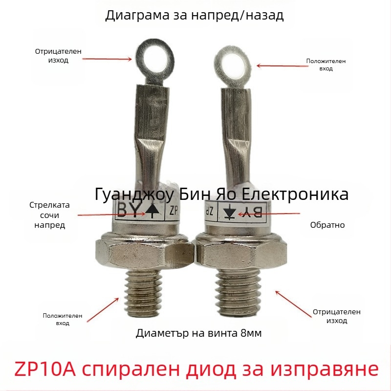 ZP10A / 2CZ10A 1000–1200 V спирален силициев изправителен диод – марка Shinohama, за електрически приложения