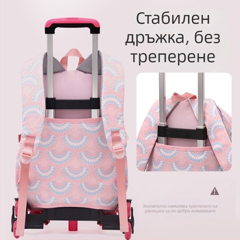 Natural Fish Разделяща се раница за начално училище за момичета, модел 5159, райета Oxford плат, подплата полиестер, устойчива на износване, против кражба, устойчивост на земетресения