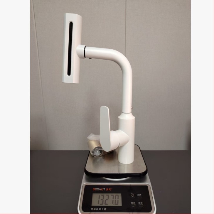 Водопаден смесител за мивка, неръждаема стомана, седящ монтаж, керамичен дисков вентил, диапазон 0–90°C