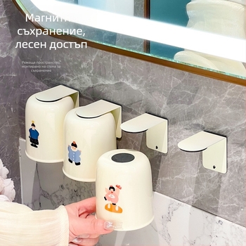 Държач за четки за зъби, стенен монтаж, магнитно закрепване, пластмасов, персонализирано лого