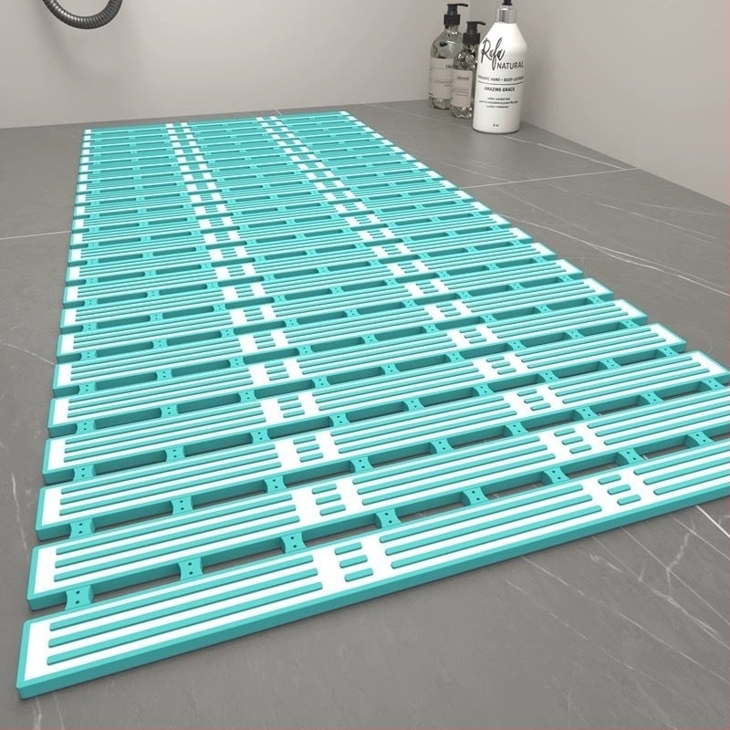 Антихлъзгащ се килим за баня - квадратен, ТПЕ, райета, подходящ за баня и балкон, модерен стил
