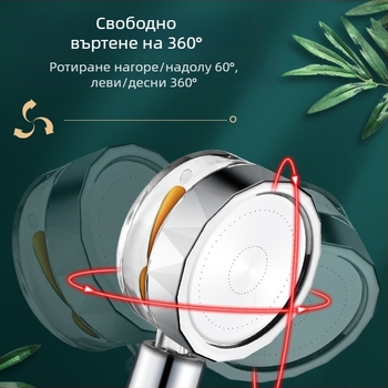 Преносим ръчен душ със функции пръскане, масаж и дъжд (ABS корпус, стил Светъл лукс, 0–90°C, модел 04221)