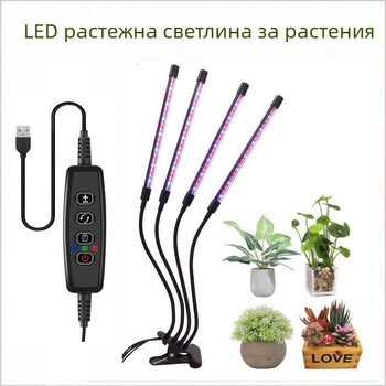 LED лампа за растеж на растения със щипка, пълен спектър за разсад и билки, 5V вход, IP45, ABS корпус