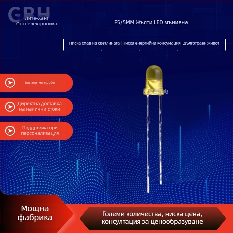 LED индикаторна диода, кръгла глава, 20 mA, 1.8–3.4 V, 0.06 W, San'an чип