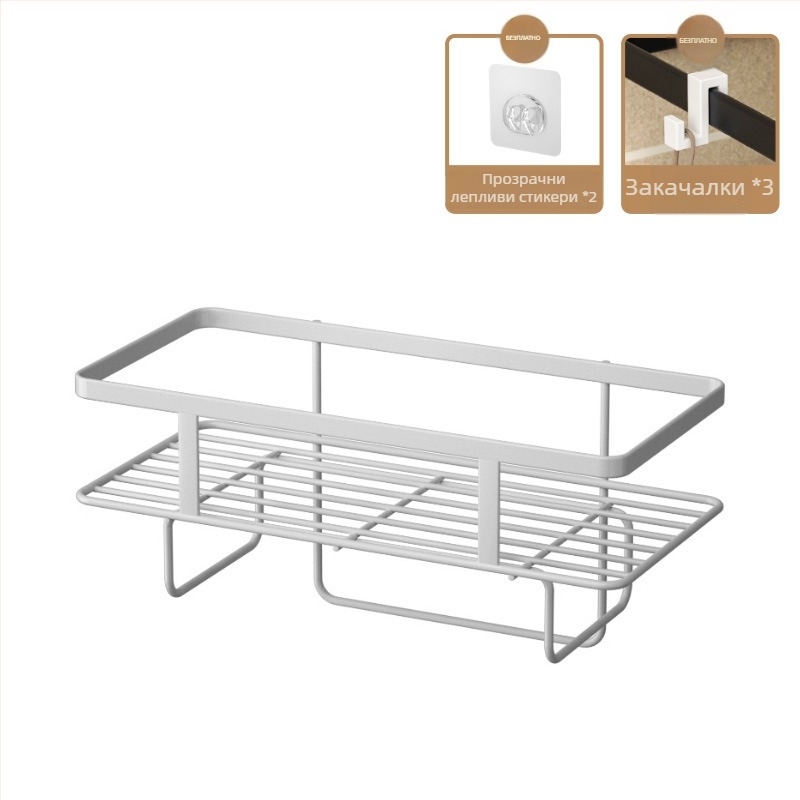 Двоен метален рафт над тоалетната, подов монтаж, без пробиване, баня, за резервоар на тоалетната