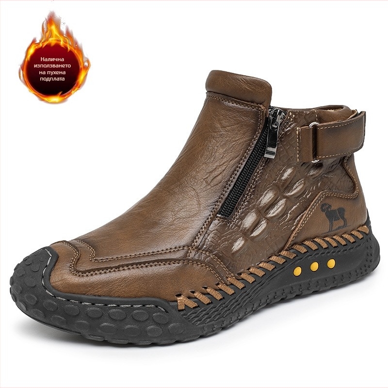 Мартин ботуши за туризъм – микрофибърна горна част, EVA стелка, кръгъл нос, нисък ток 1–3 см, зимни обувки