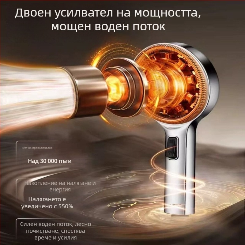 Душ глава със силен воден поток, кръгла, стенна монтирана, ABS