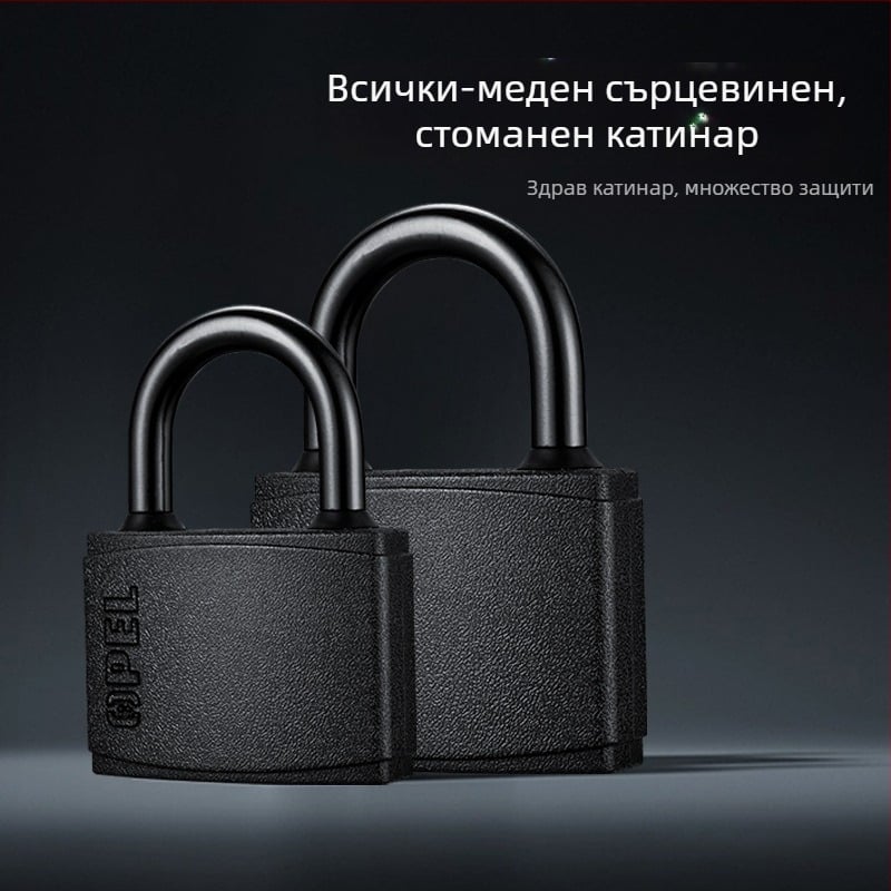 Домашен катинар със железен корпус и медно ядро, модел W-Black-TK, за порти, складове, камиони, затвори, шкафове и багаж.