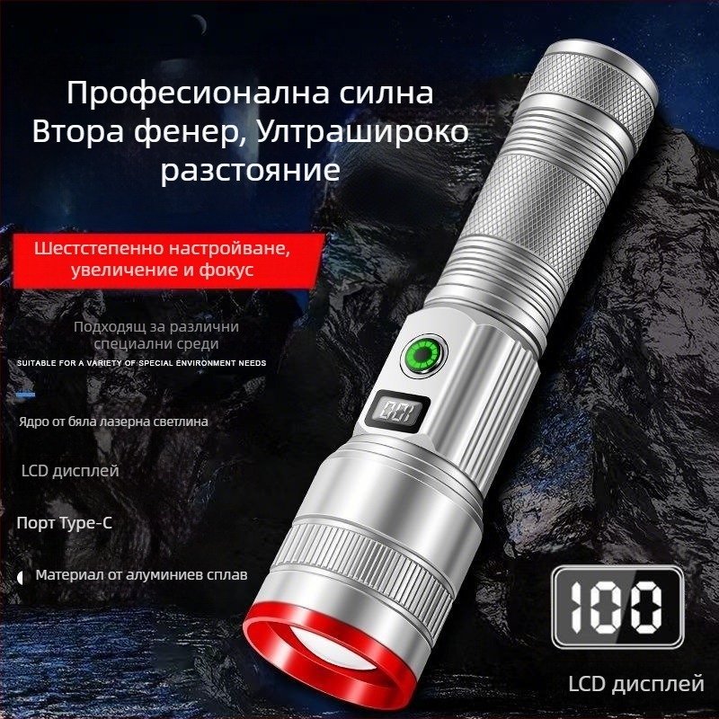 Къмпинг фенер с нажежаема лампа, презареждащ се, бутонен превключвател