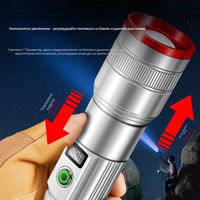 Къмпинг фенер с нажежаема лампа, презареждащ се, бутонен превключвател