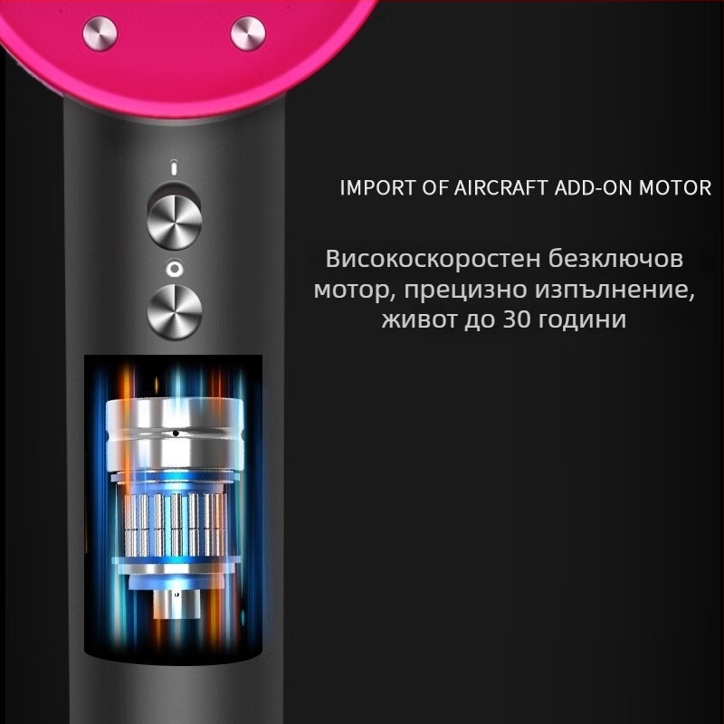 Сешоар 1400W, с четков двигател, 220V, студен/горещ въздух, отрицателни йони